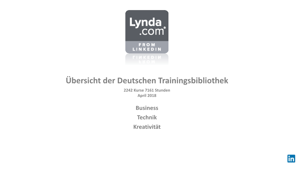 Übersicht Der Deutschen Trainingsbibliothek 2242 Kurse 7161 Stunden April 2018