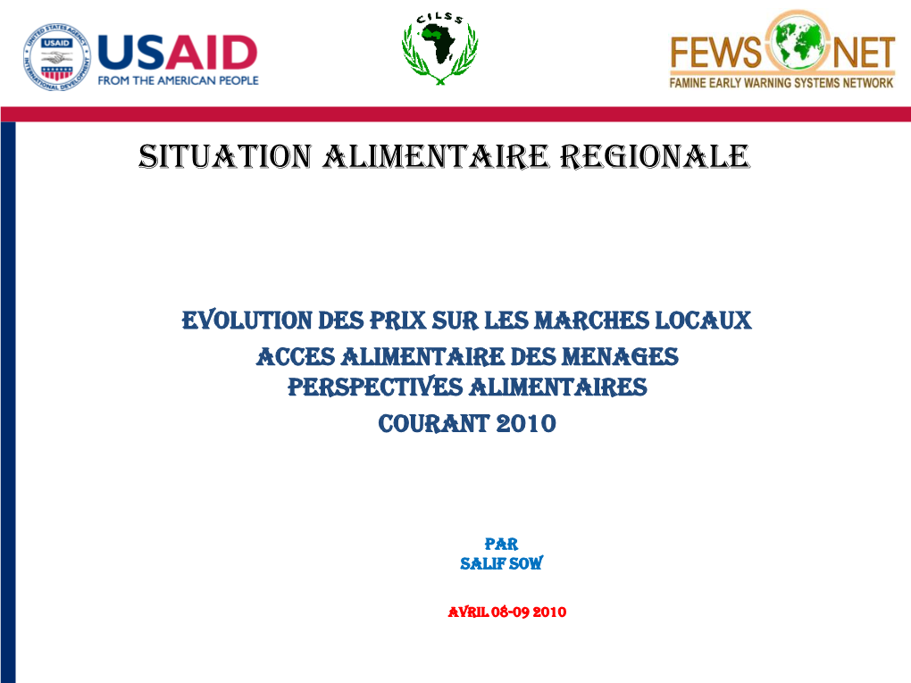 Situation Alimentaire Regionale