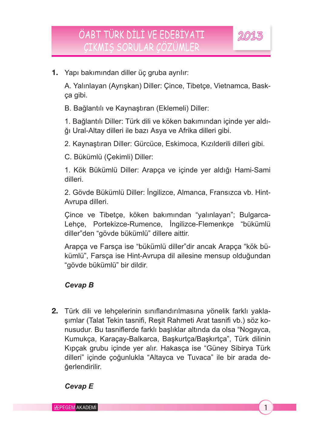 Öabt Türk Dili Ve Edebiyati Çikmiş Sorular Çözümler