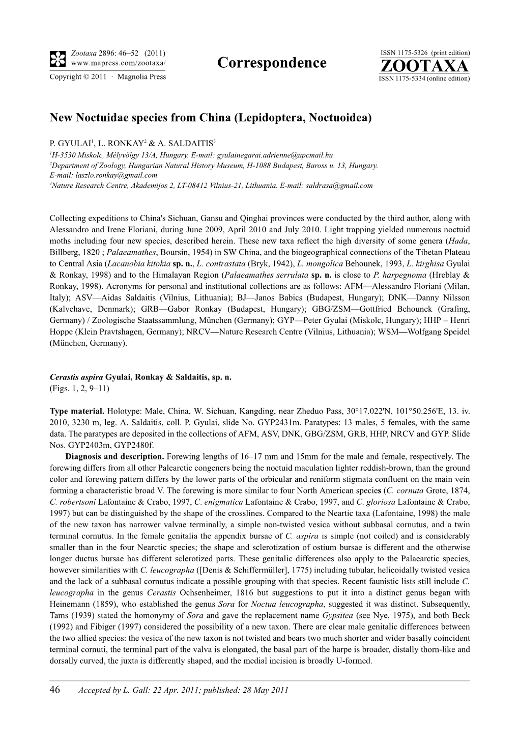 New Noctuidae Species from China (Lepidoptera, Noctuoidea)