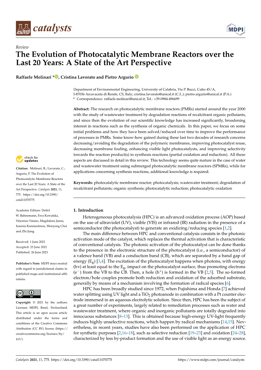 The Evolution of Photocatalytic Membrane Reactors Over the Last 20 Years: a State of the Art Perspective