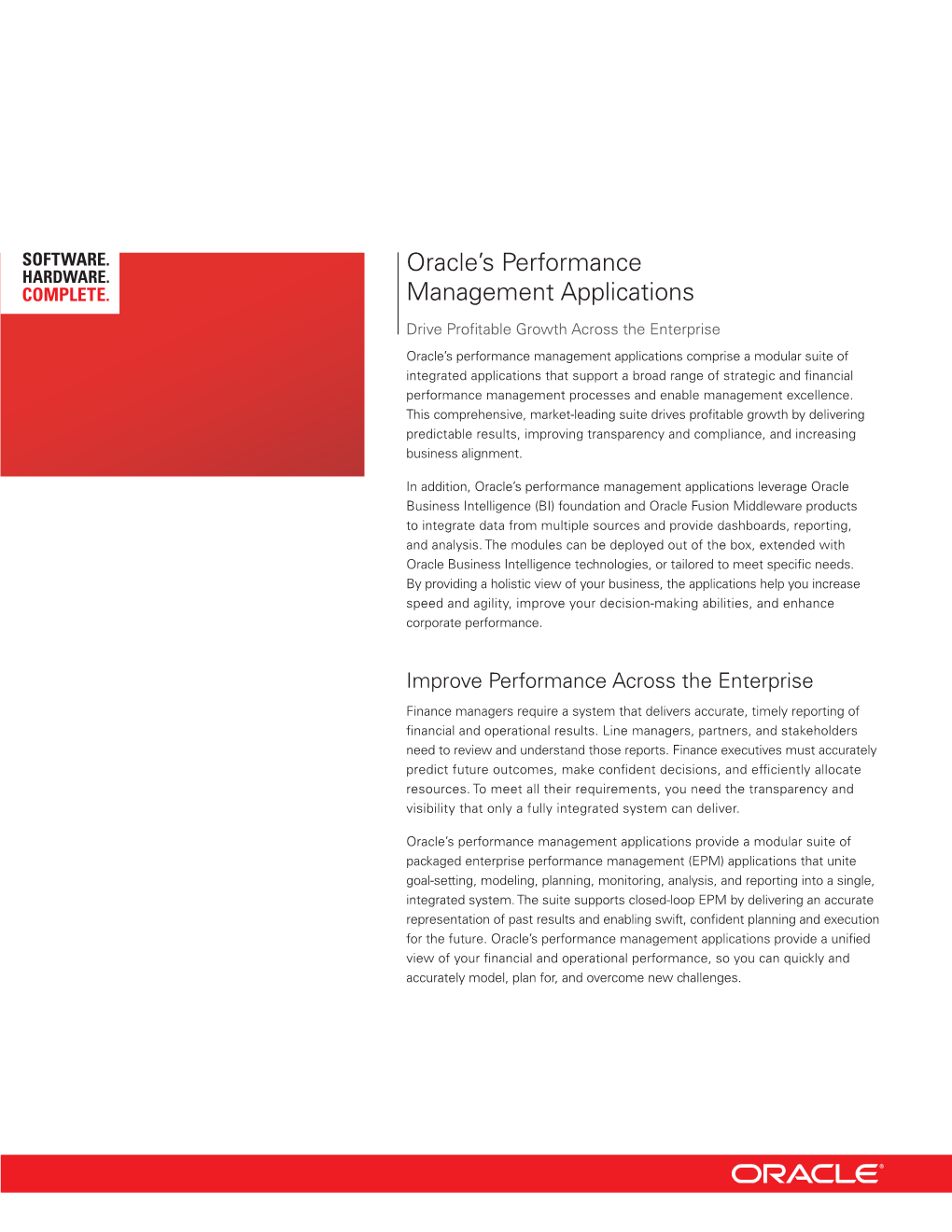 Oracle's Performance Management Applications