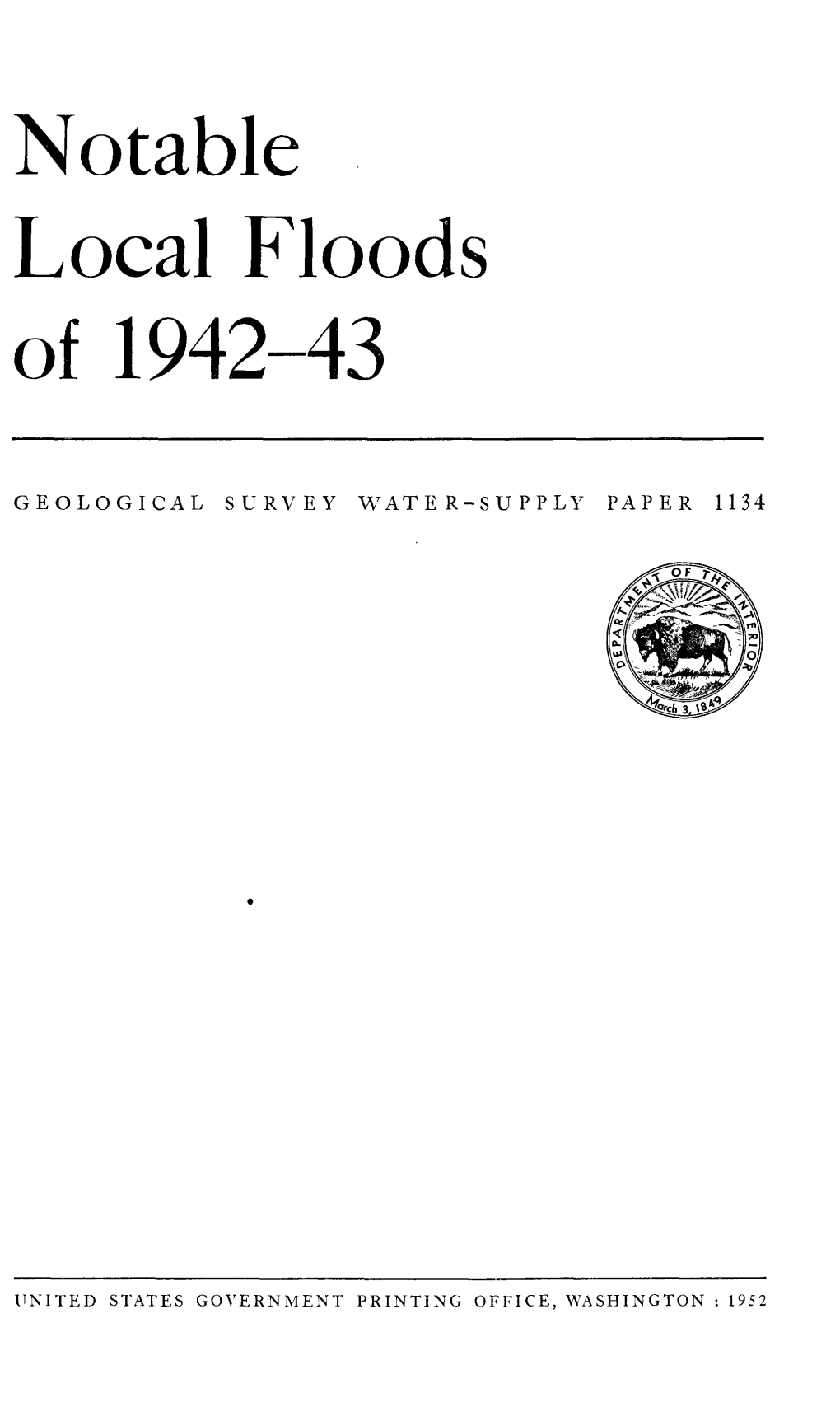 Notable Local Floods of 1942-43