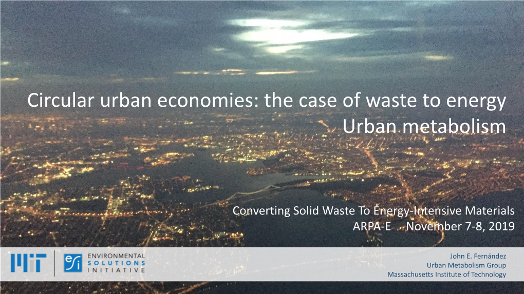 Circular Urban Economies: the Case of Waste to Energy Urban Metabolism