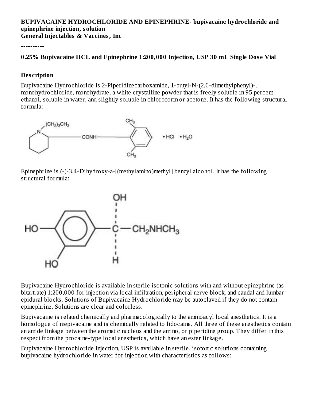 0.25% Bupivacaine HCL and Epinephrine 1:200,000 Injection, USP 30 Ml Single Dose Vial