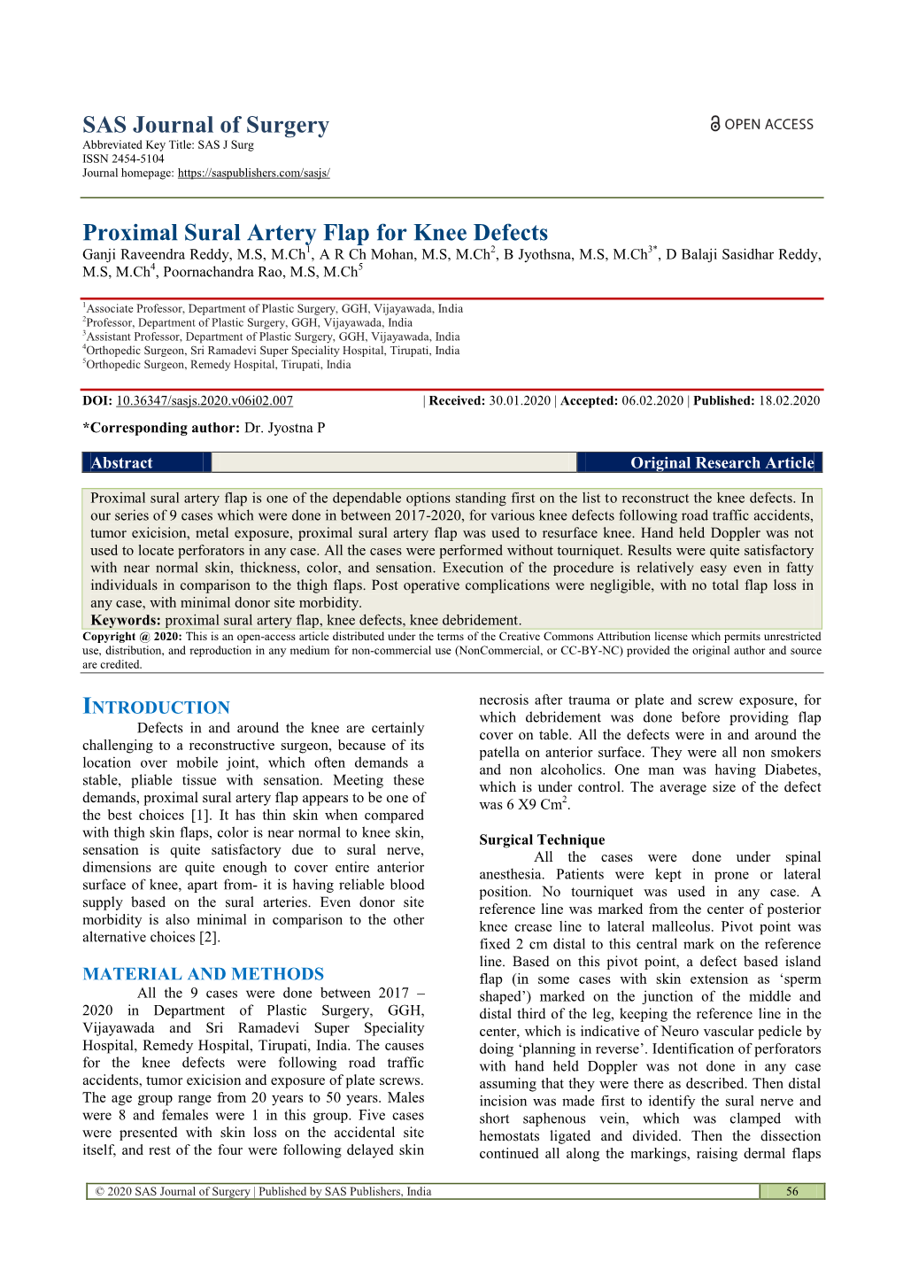 Proximal Sural Artery Flap for Knee Defects