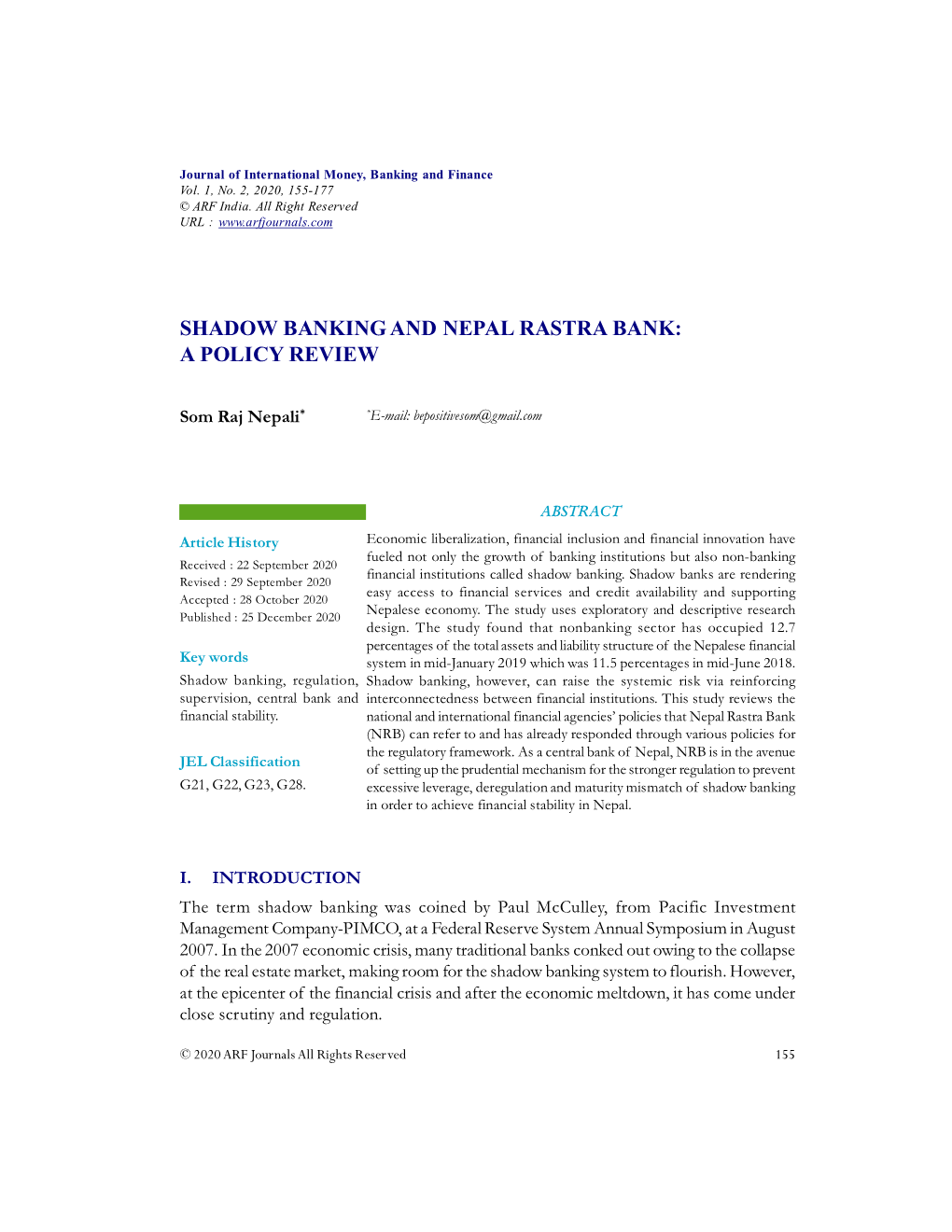 Shadow Banking and Nepal Rastra Bank: a Policy Review