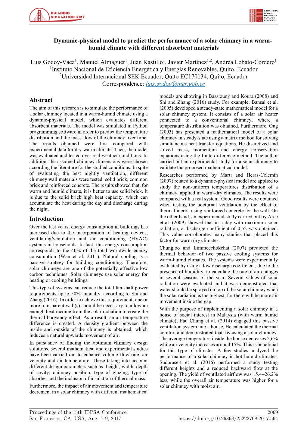 Dynamic-Physical Model to Predict the Performance of a Solar Chimney in a Warm- Humid Climate with Different Absorbent Materials