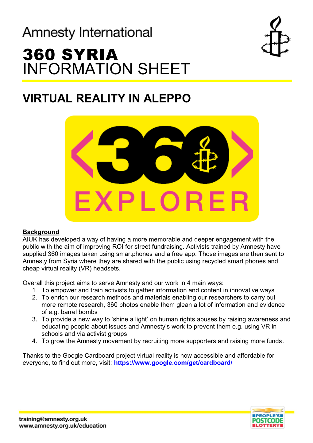 360 Syria Information Sheet
