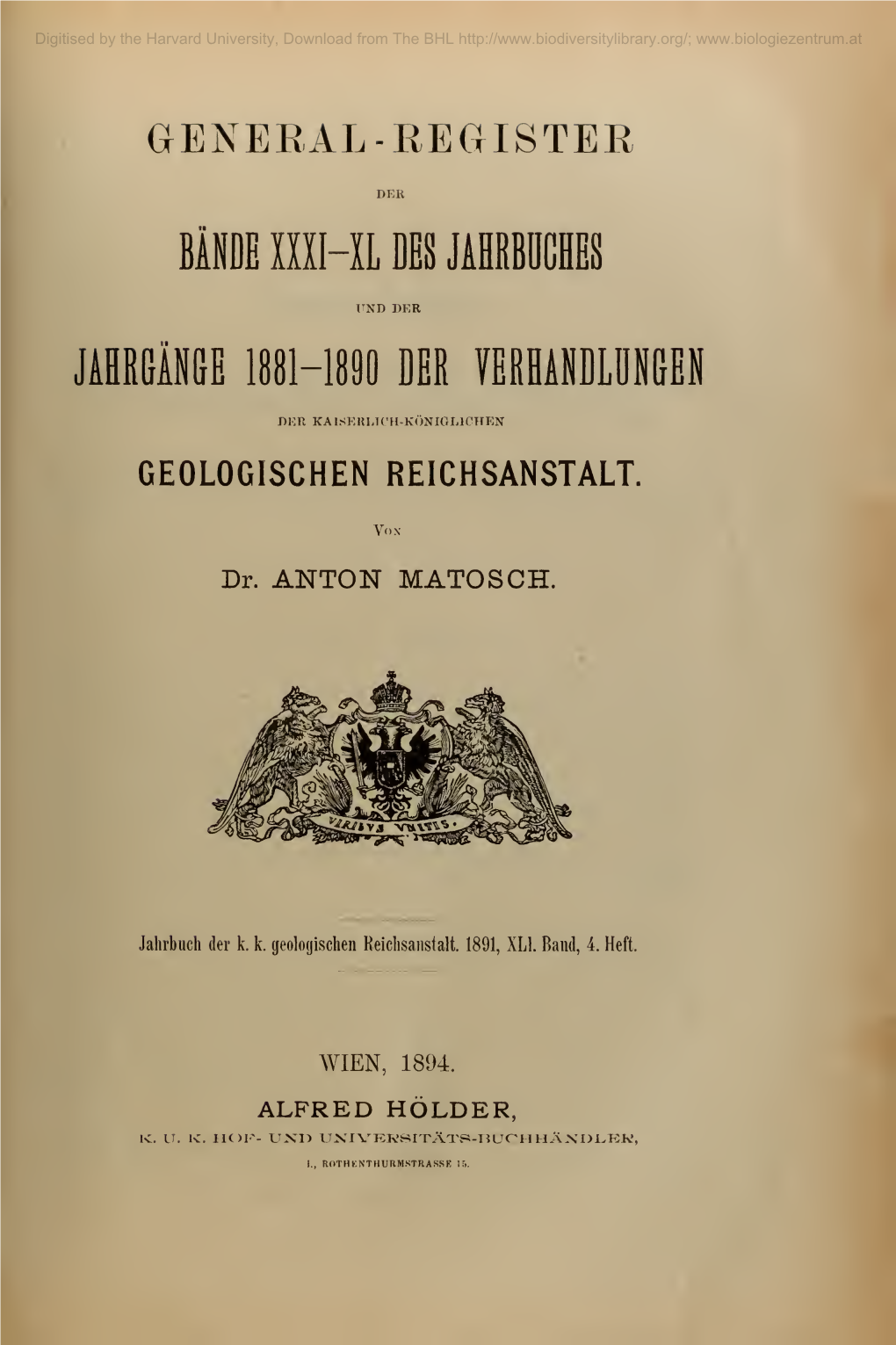 Jahrbuch Der Kais. Kn. Geologischen Reichs-Anstalt