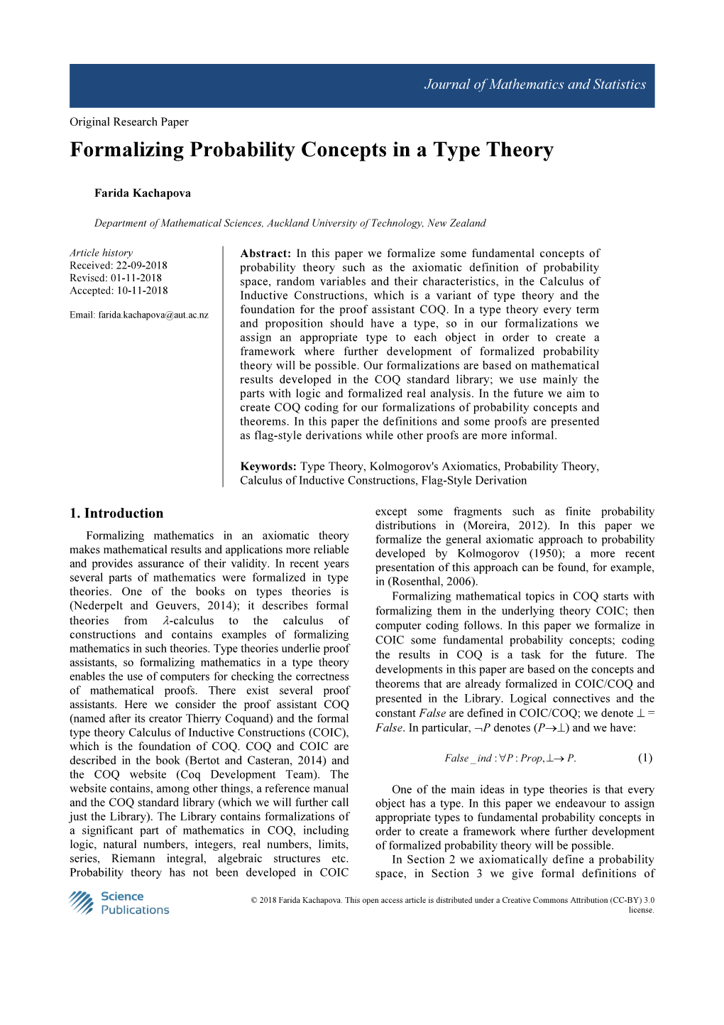 Formalizing Probability Concepts in a Type Theory