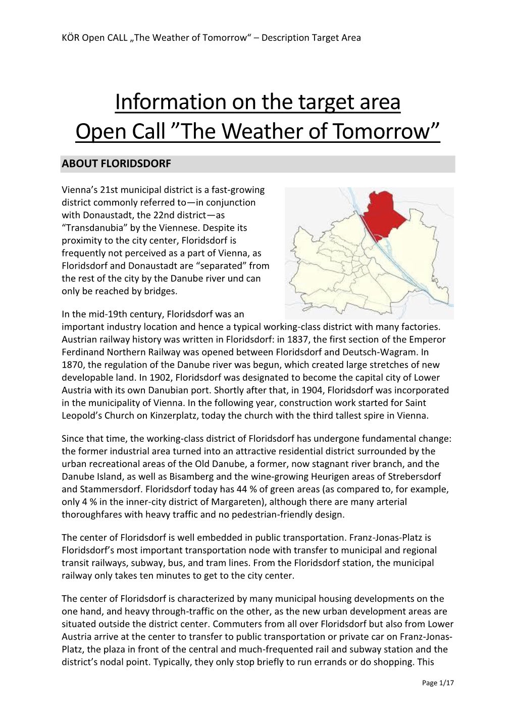 Information on the Target Area Open Call ”The Weather of Tomorrow”