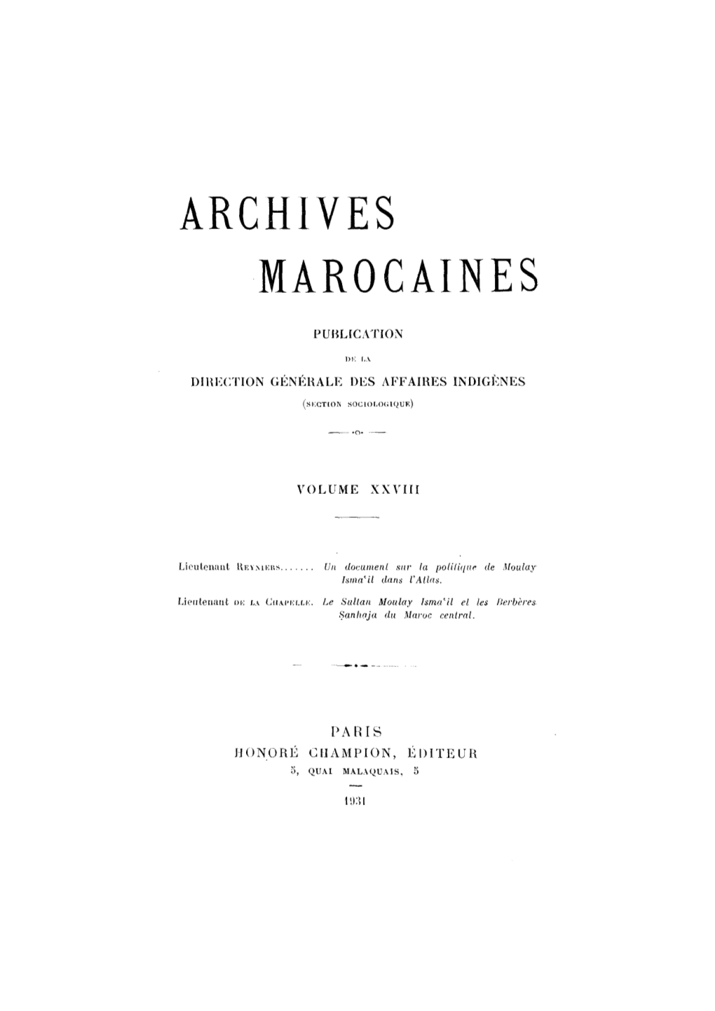 Archives Marocaines