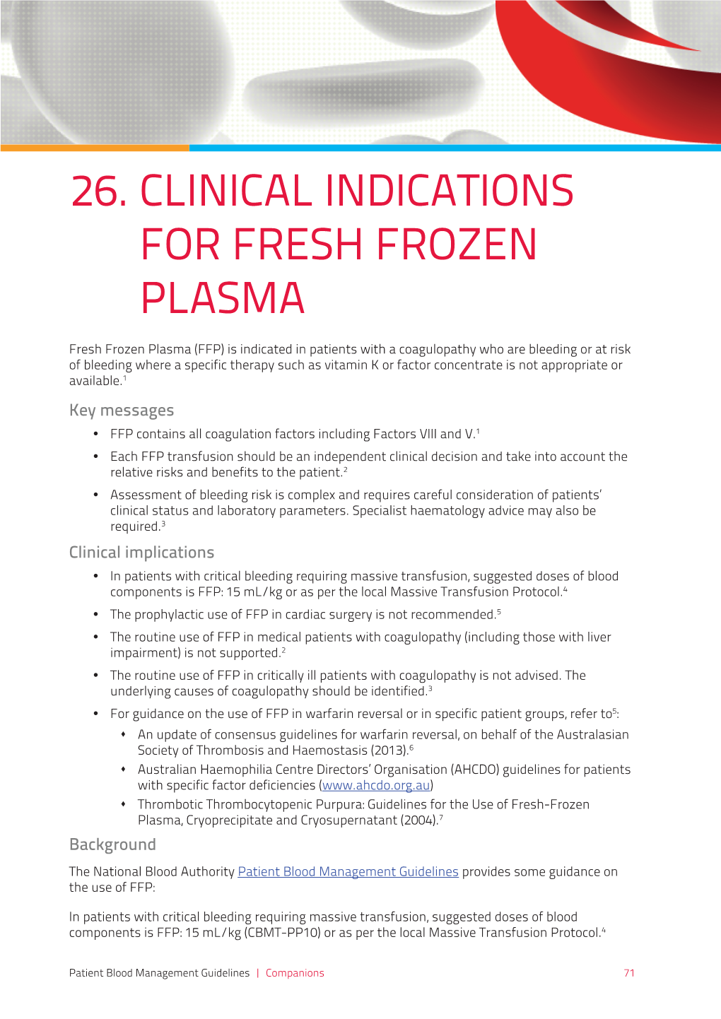 26. Clinical Indications for Fresh Frozen Plasma