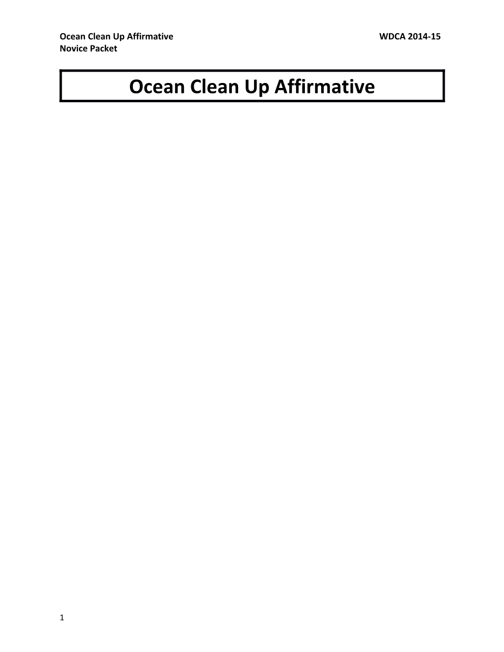 Ocean Clean up Affirmative WDCA 2014-15