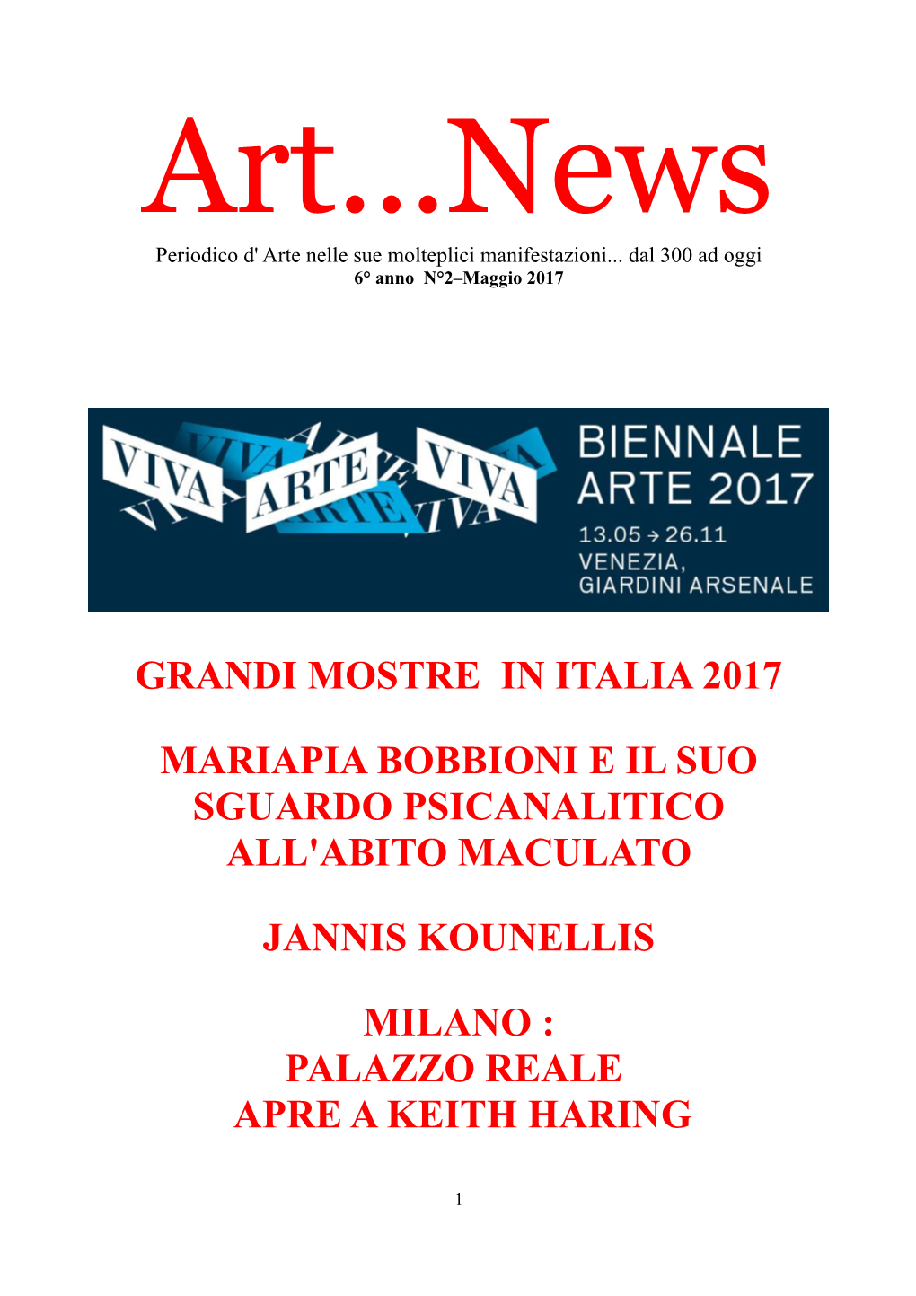 Grandi Mostre in Italia 2017