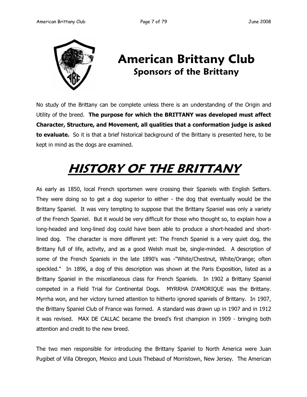 History of the Brittany