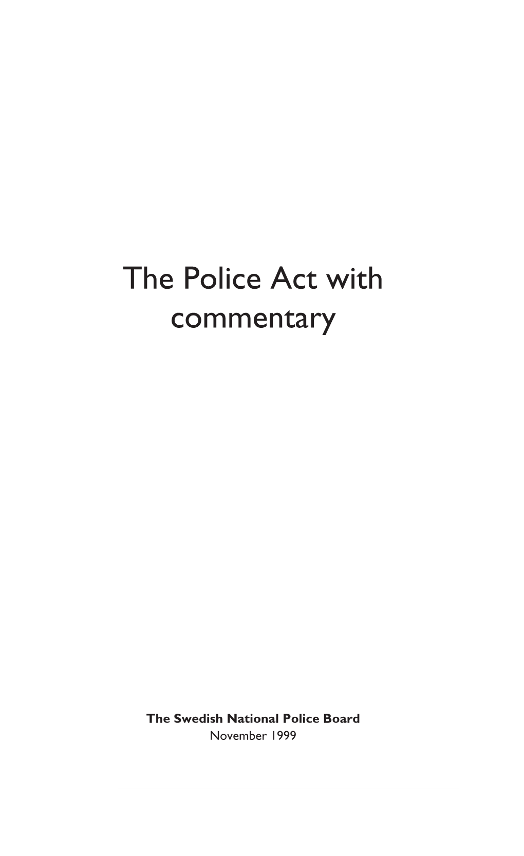 The Police Act with Commentary