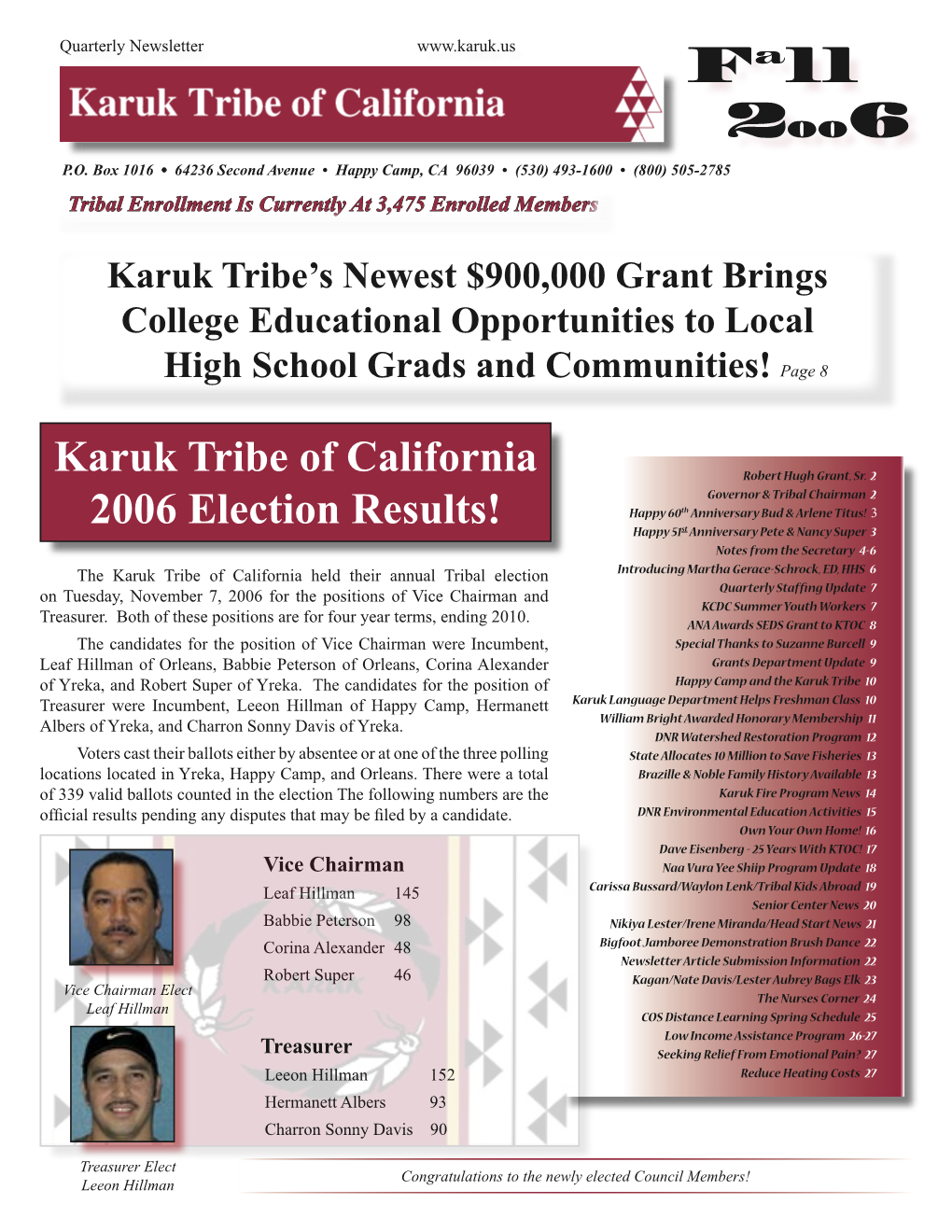 Karuk Tribe of California 2006 Election Results!