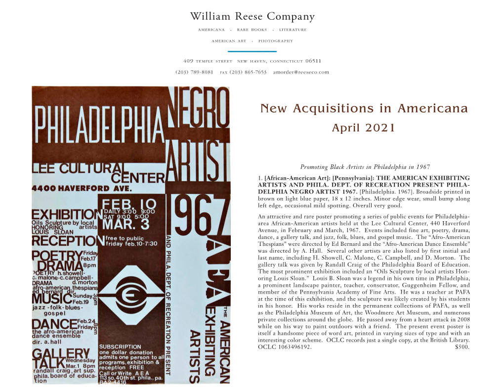 New Acquisitions in Americana April 2021