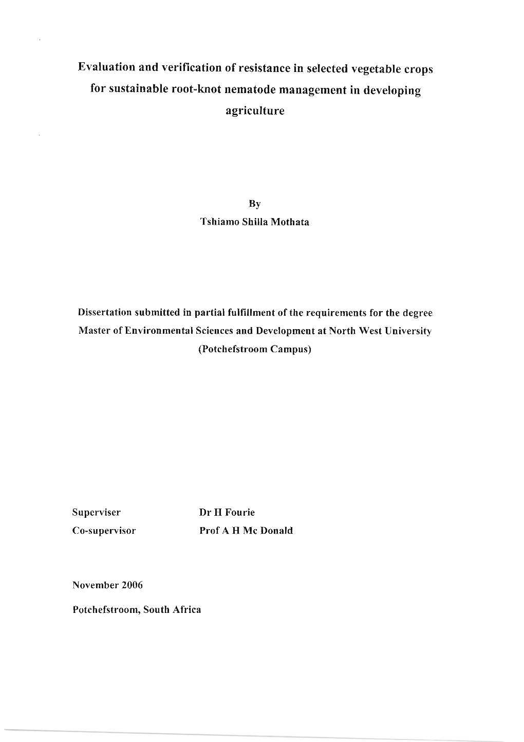 Evaluation and Verification of Resistance in Selected Vegetable Crops for Sustainable Root-Knot Nematode Management in Developing Agriculture