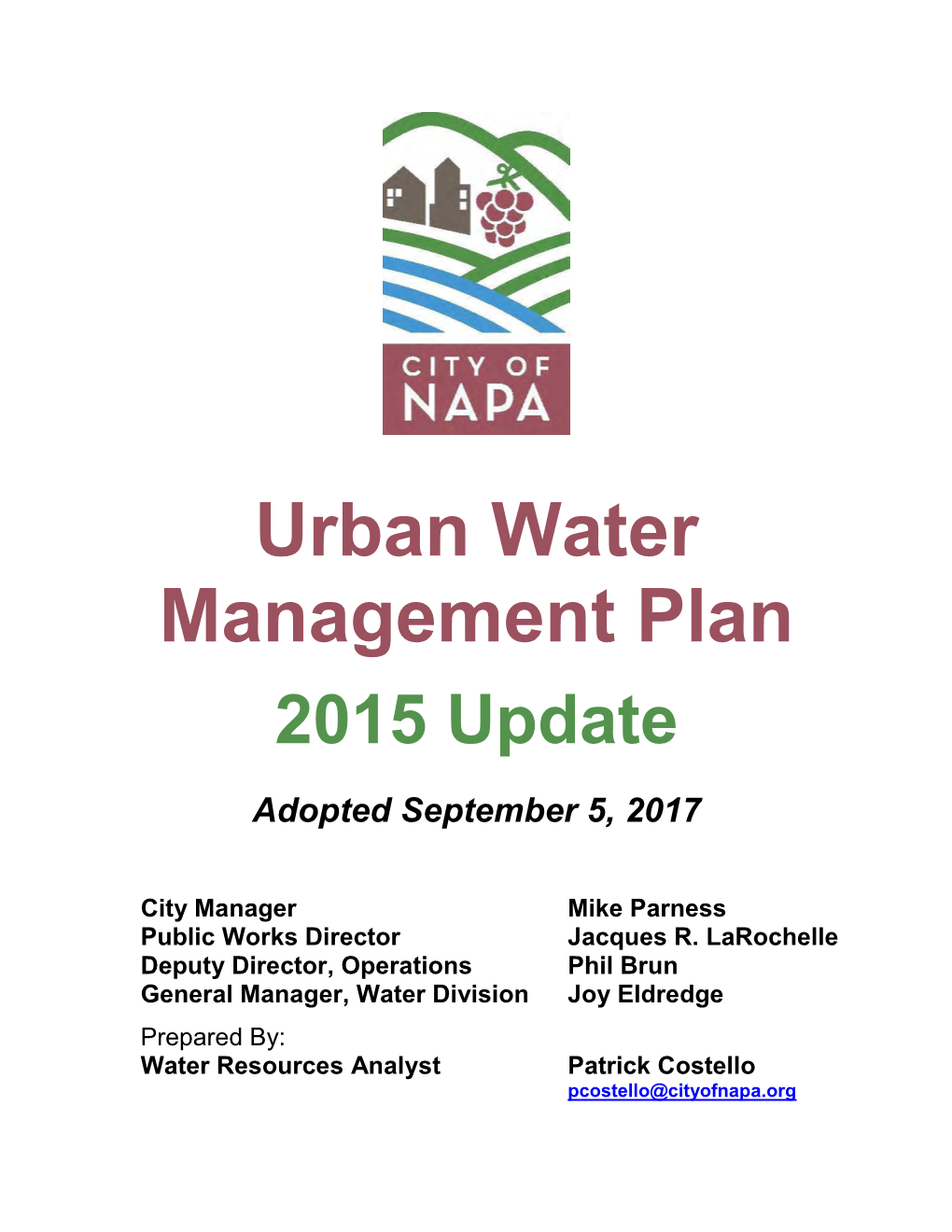 Urban Water Management Plan 2015 Update