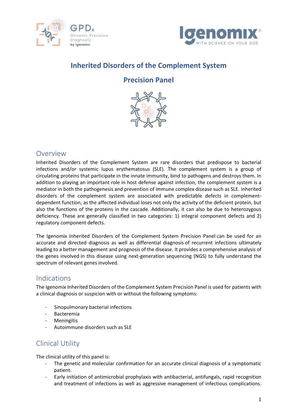 Inherited Disorders of the Complement System Precision Panel Overview Indications Clinical Utility