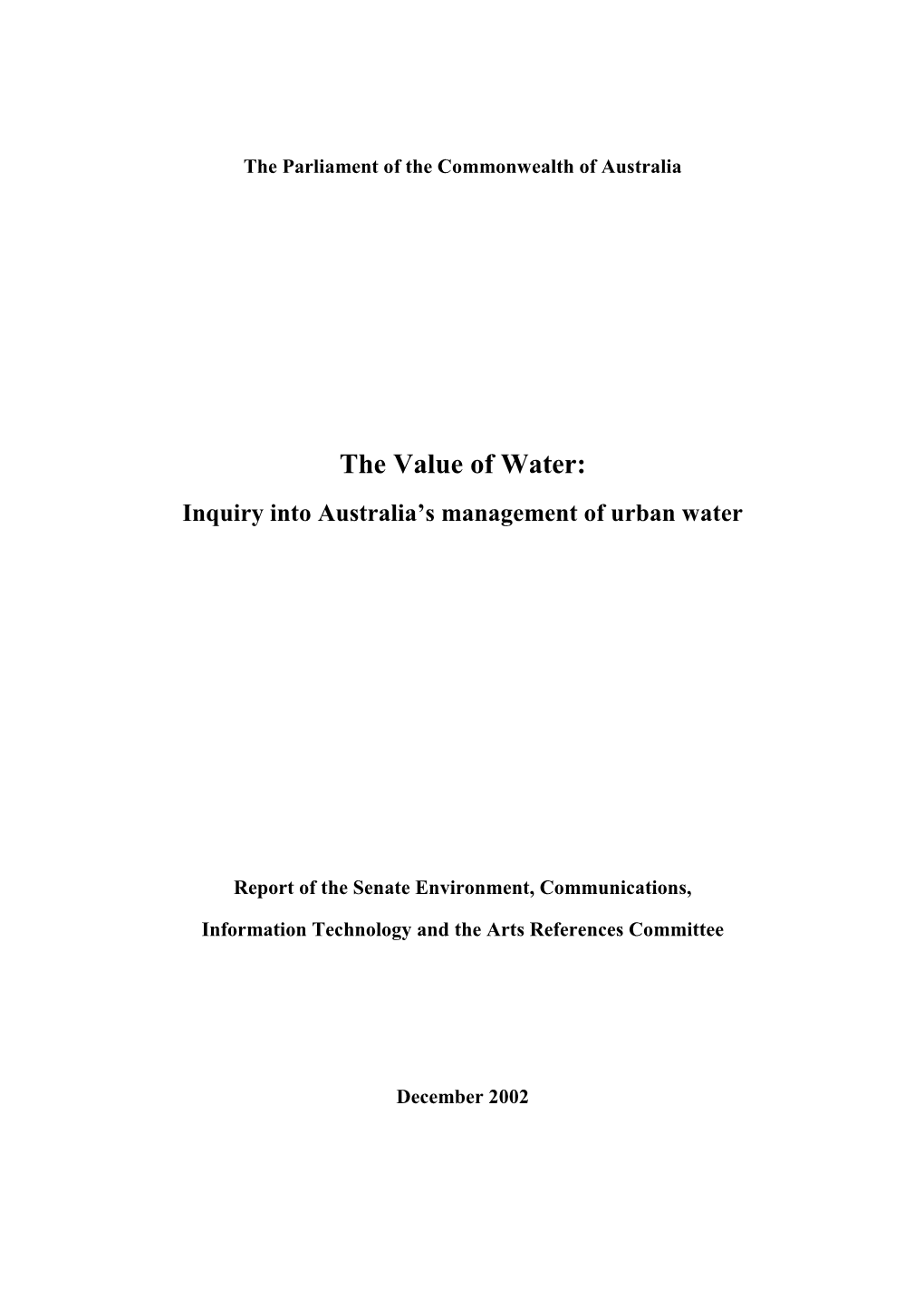 Report of the Senate Environment, Communications