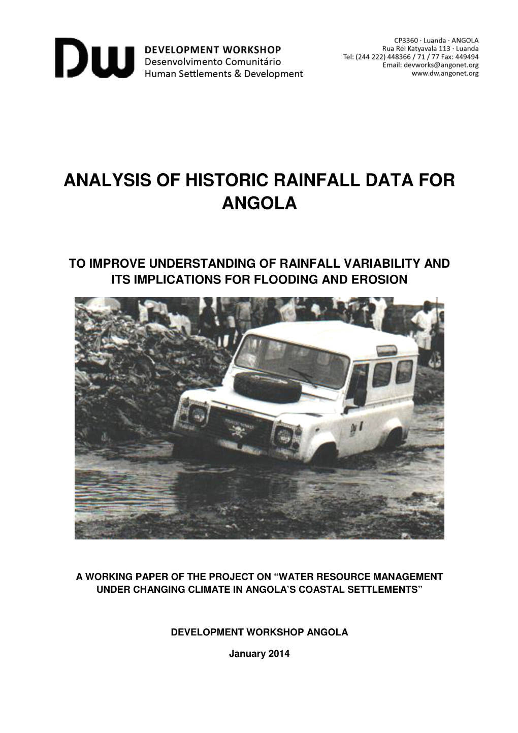 Analysis of Historic Rainfall Data for Angola