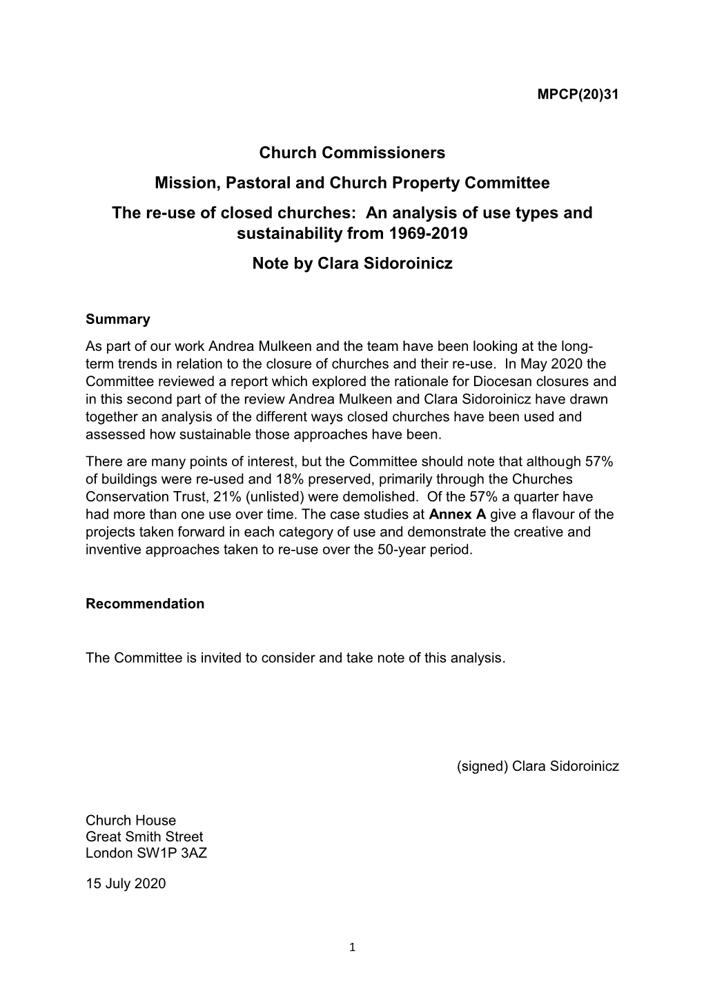 Church Commissioners Mission, Pastoral and Church Property