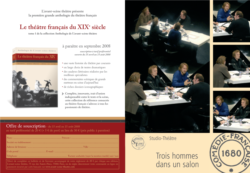 Programme Trois Hommes Dans Un Salon 07/08