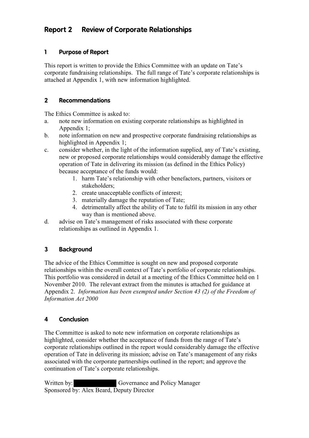 Report 2 Review of Corporate Relationships