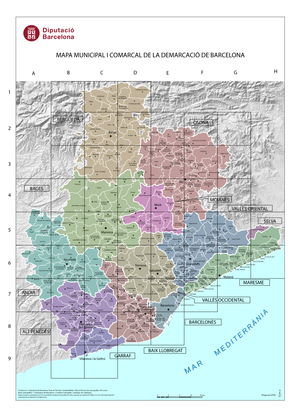 Mapa Municipal I Comarcal De La Demarcació De Barcelona