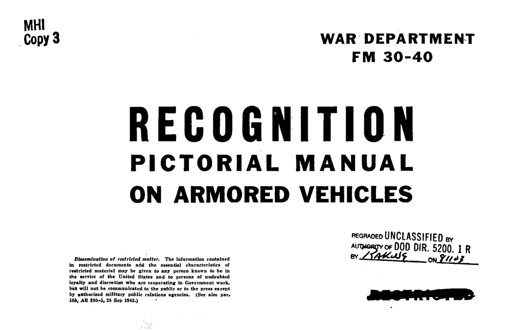Recognition Pictorial Manual on Armored Vehicles
