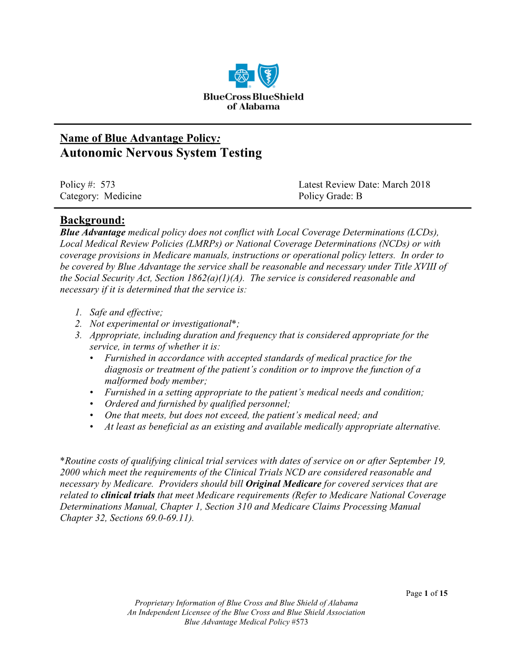 Autonomic Nervous System Testing