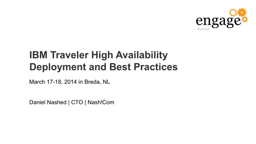 IBM Traveler High Availability Deployment and Best Practices