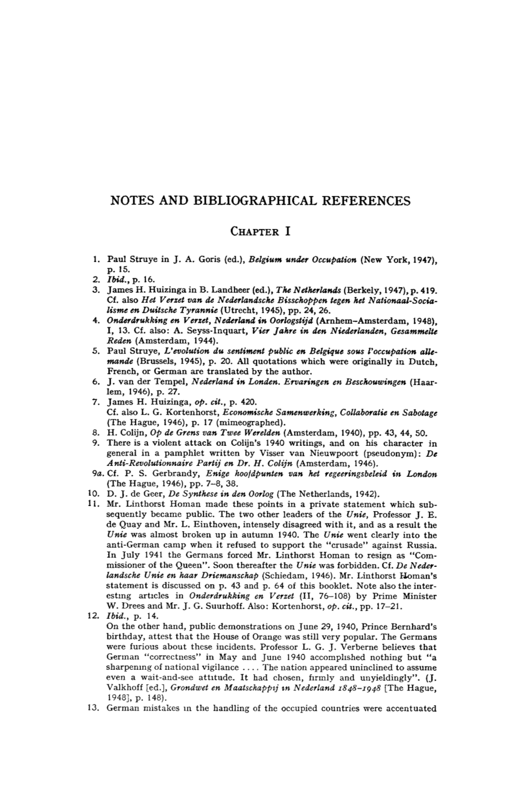 Notes and Bibliographical References