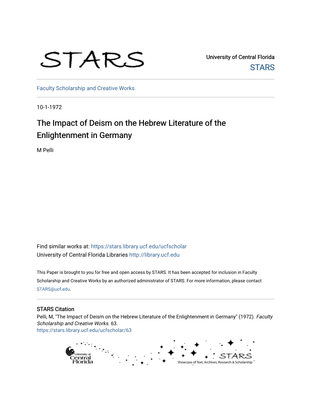 The Impact of Deism on the Hebrew Literature of the Enlightenment in Germany