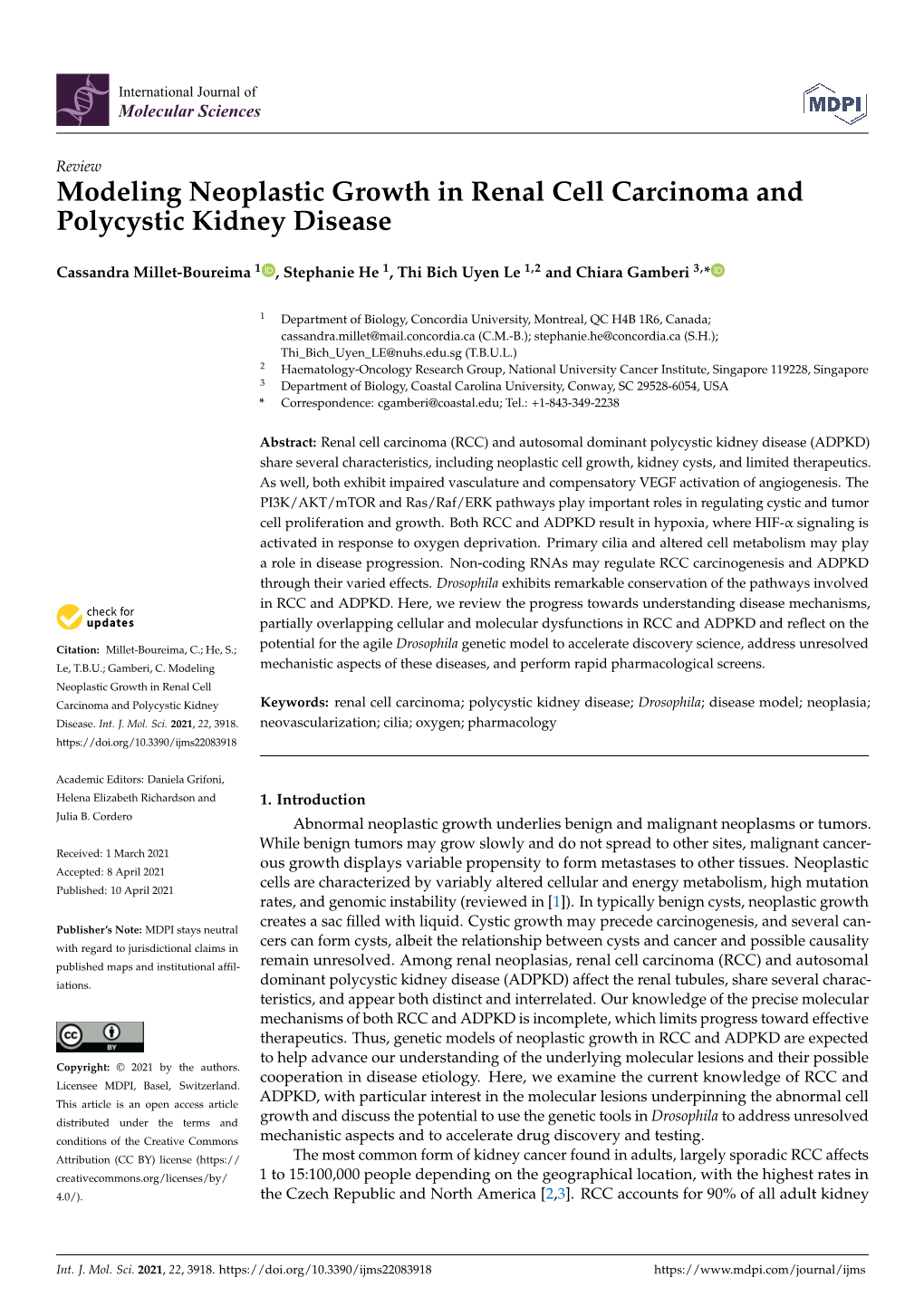 Modeling Neoplastic Growth in Renal Cell Carcinoma and Polycystic Kidney Disease