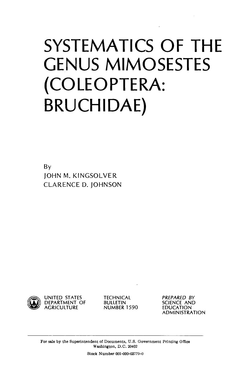 Systematics of the Genus Mimosestes (Coleoptera: Bruchidae)