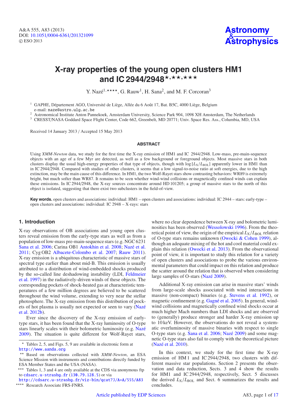 X-Ray Properties of the Young Open Clusters HM1 and IC 2944/2948⋆⋆⋆⋆⋆⋆