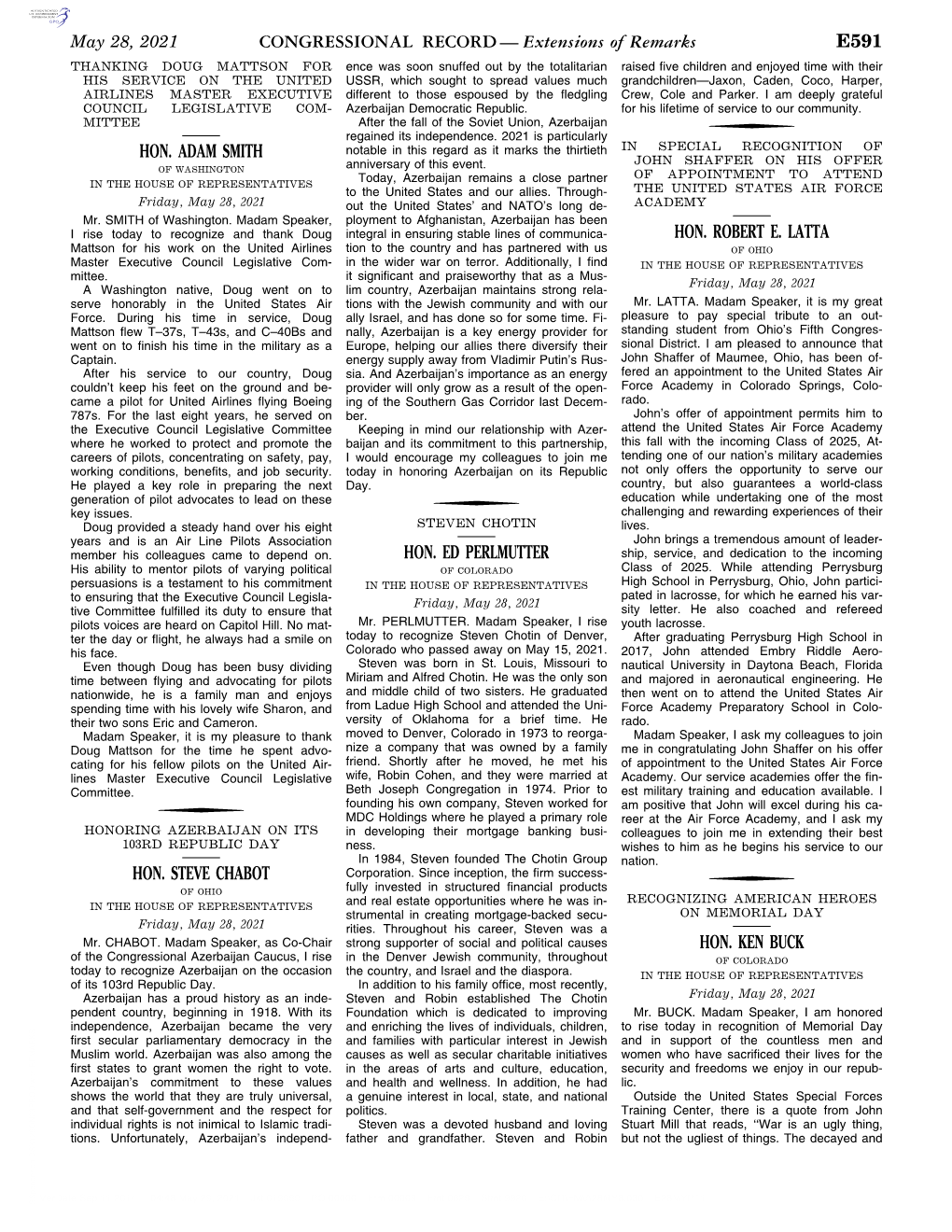 CONGRESSIONAL RECORD— Extensions of Remarks E591 HON