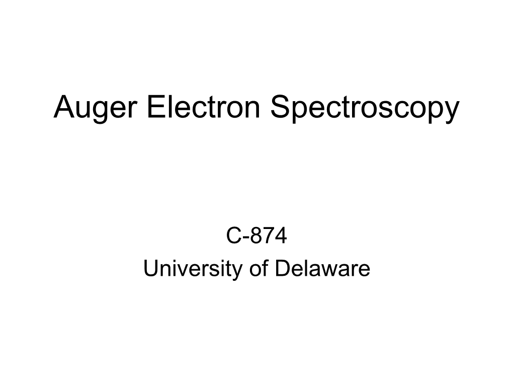 Auger Electron Spectroscopy