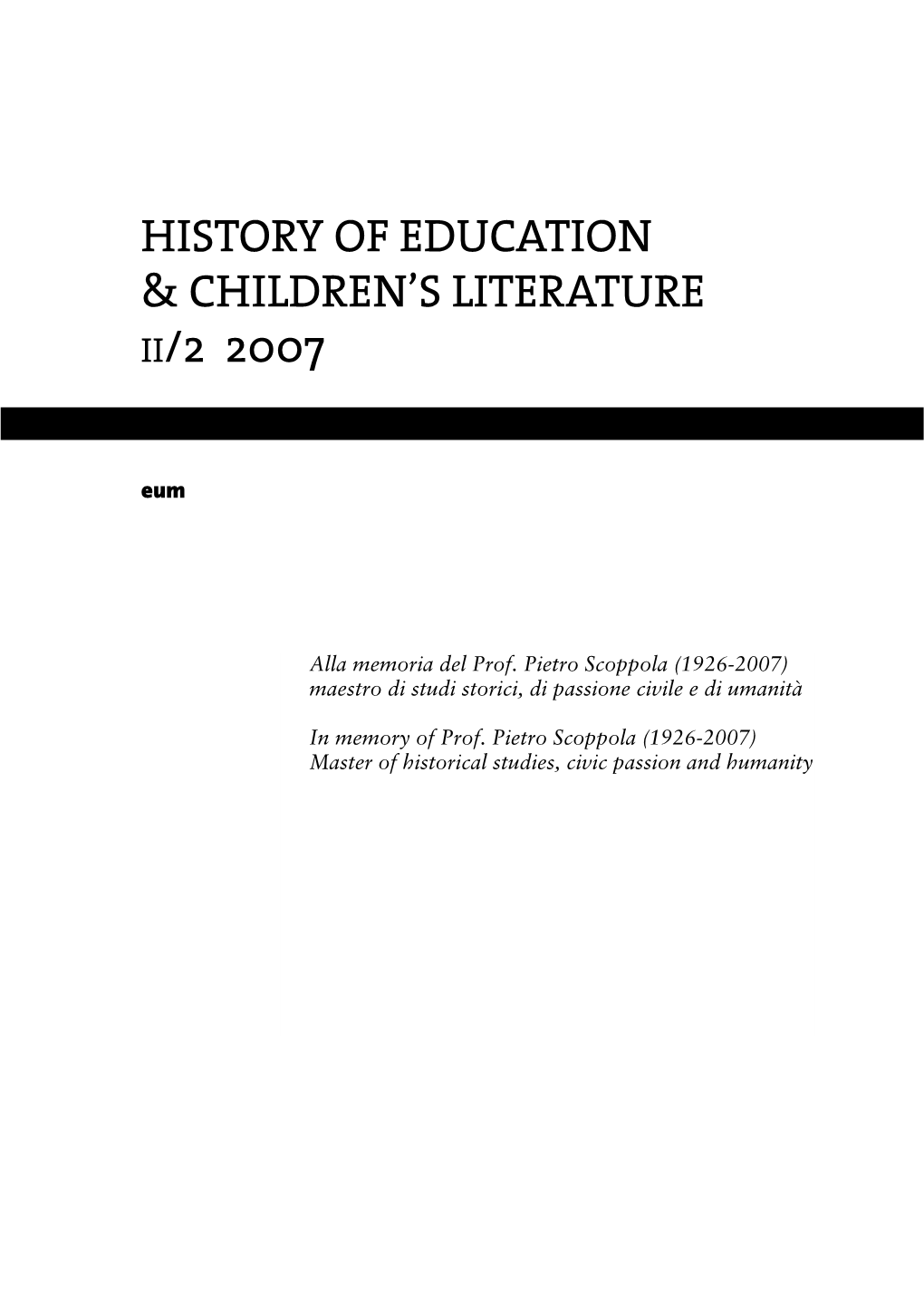 History of Education & Children's Literature