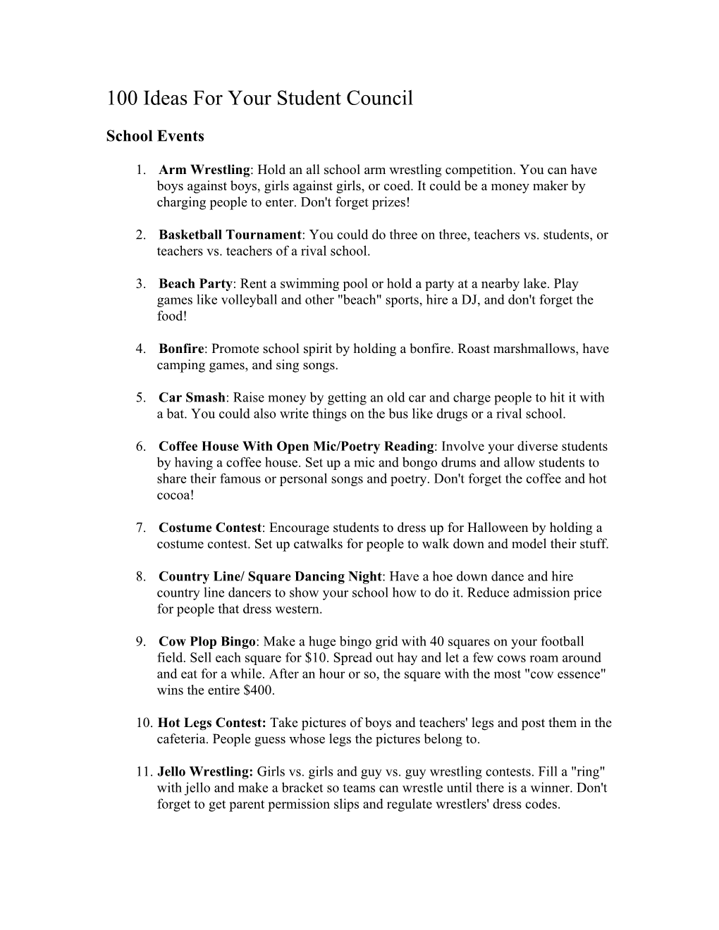 100 Ideas for Your Student Council