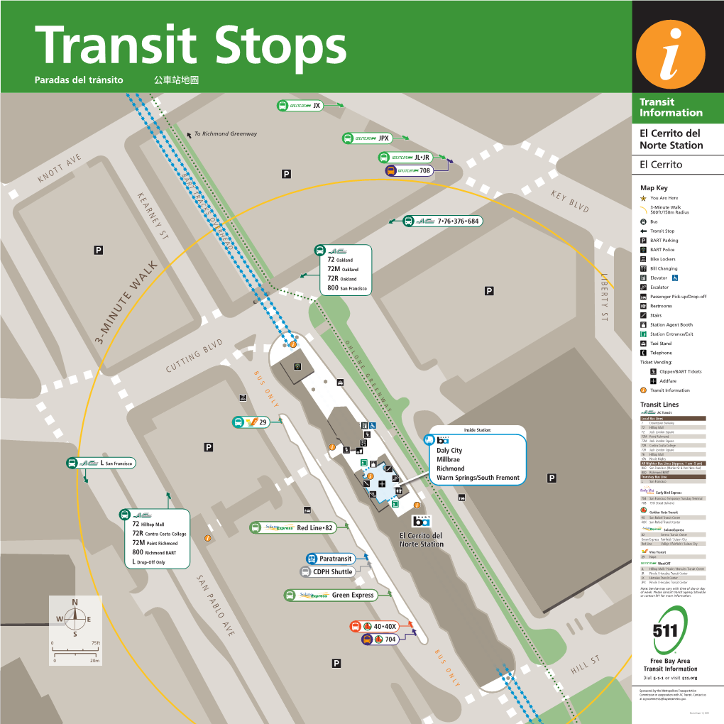 El Cerrito Del Norte Transit Stops Map (PDF)