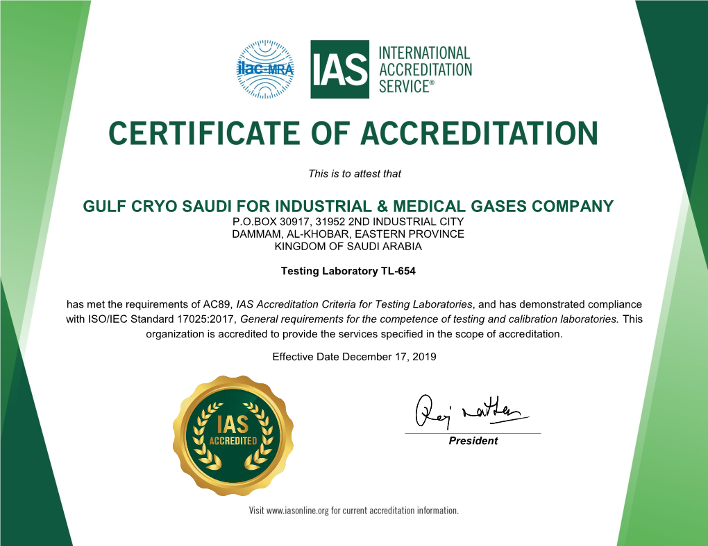 Gulf Cryo Saudi for Industrial & Medical Gases