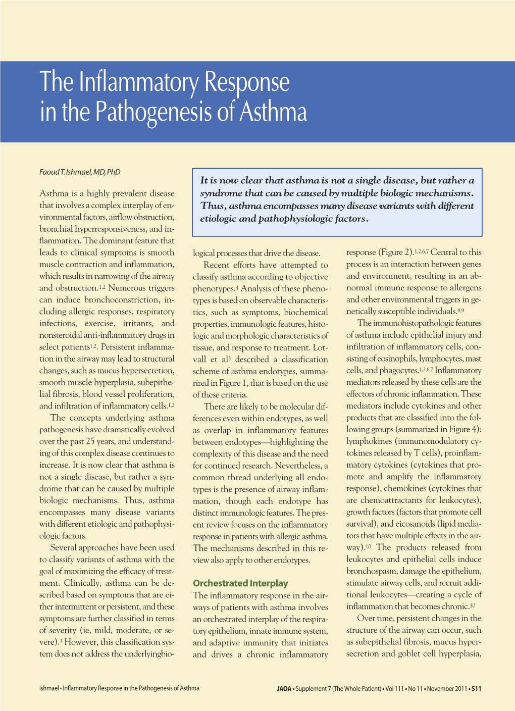 The Inflammatory Response in the Pathogenesis of Asthma