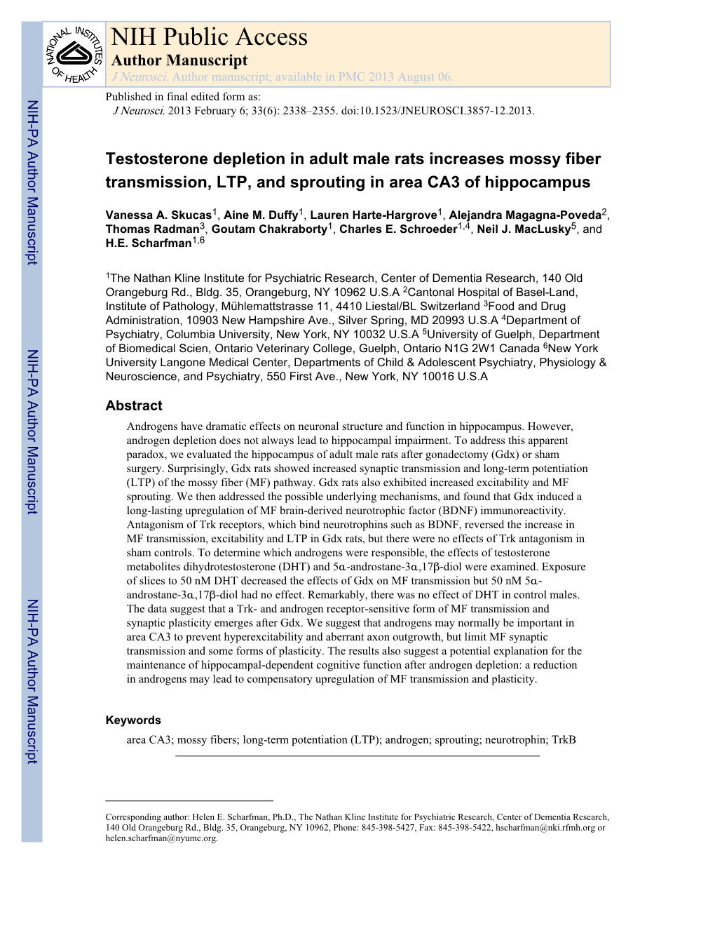 NIH Public Access Author Manuscript J Neurosci