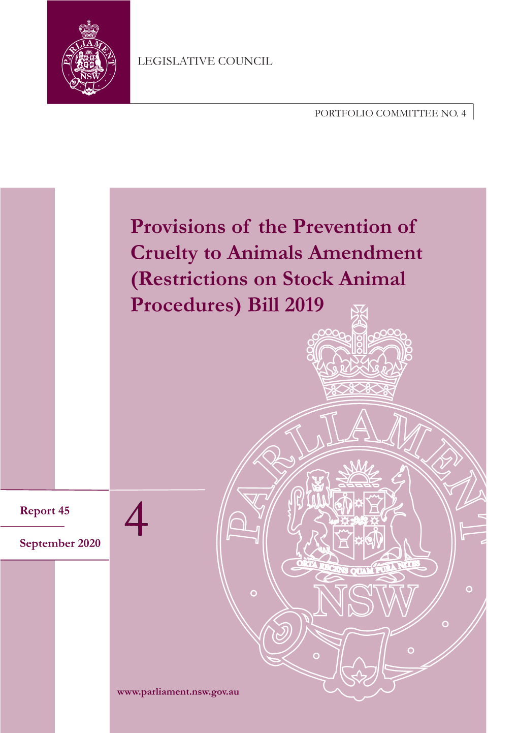 Prevention of Cruelty to Animals Amendment (Restrictions on Stock Animal Procedures) Bill 2019